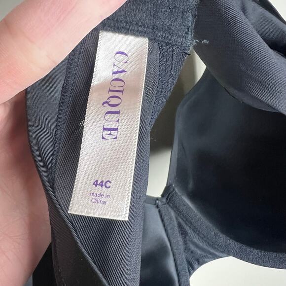 Cacique Lane Bryant Bra 44C Black Underwire Lined Full Coverage Molded Mesh Back - Picture 7 of 9